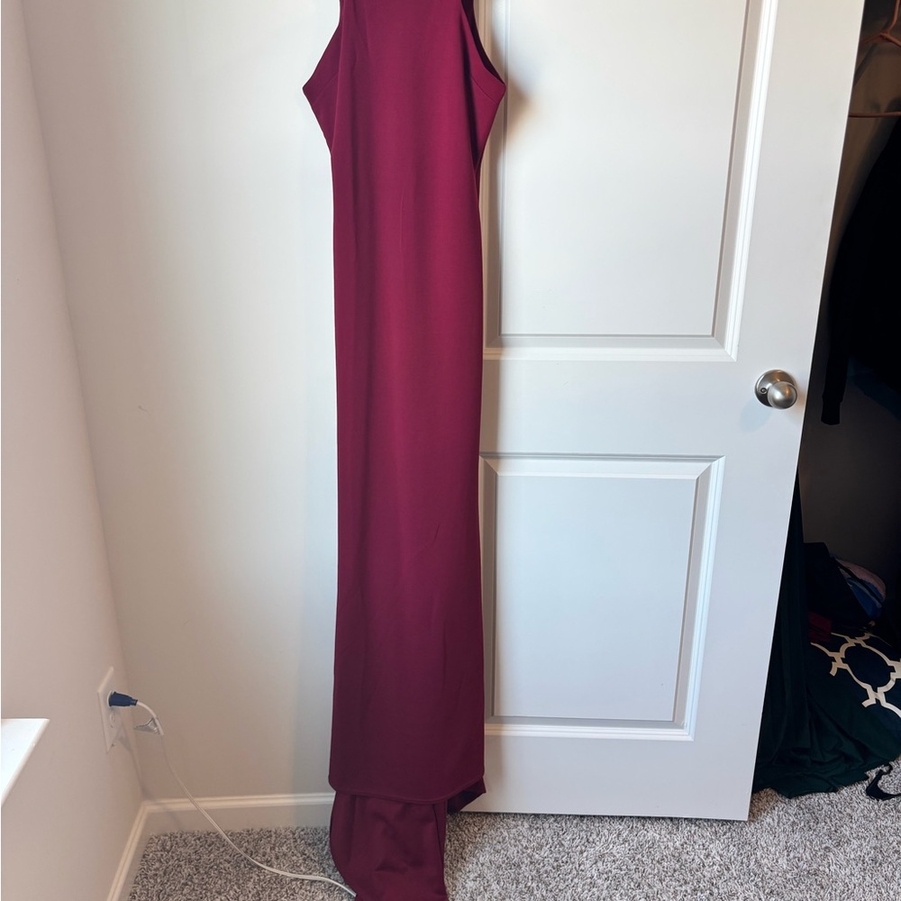 Halter  Burgundy Sleeveless Dress